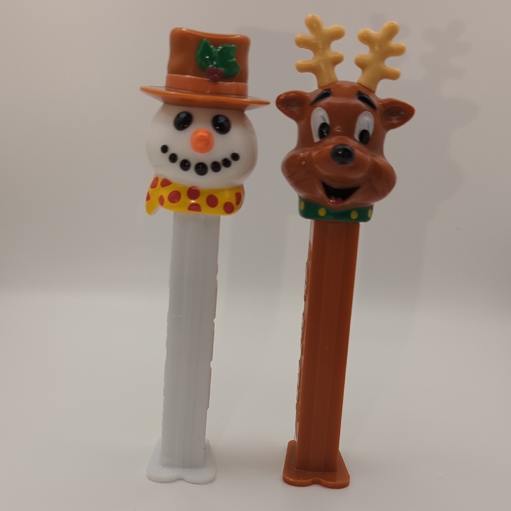 Snowman and Reindeer Pez Dispensers Christmas Holiday